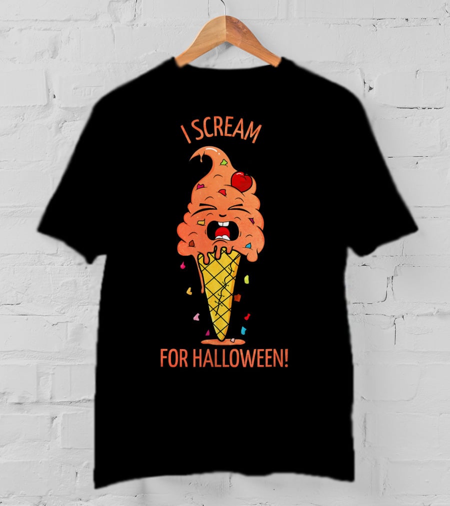 I Scream For Halloween Ice Cream Cone Monster Fun T-Shirt