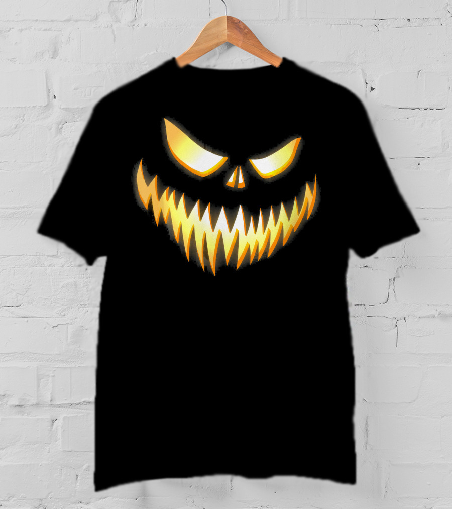 Scary Pumpkin Jack-O'-Lantern Face T-Shirt