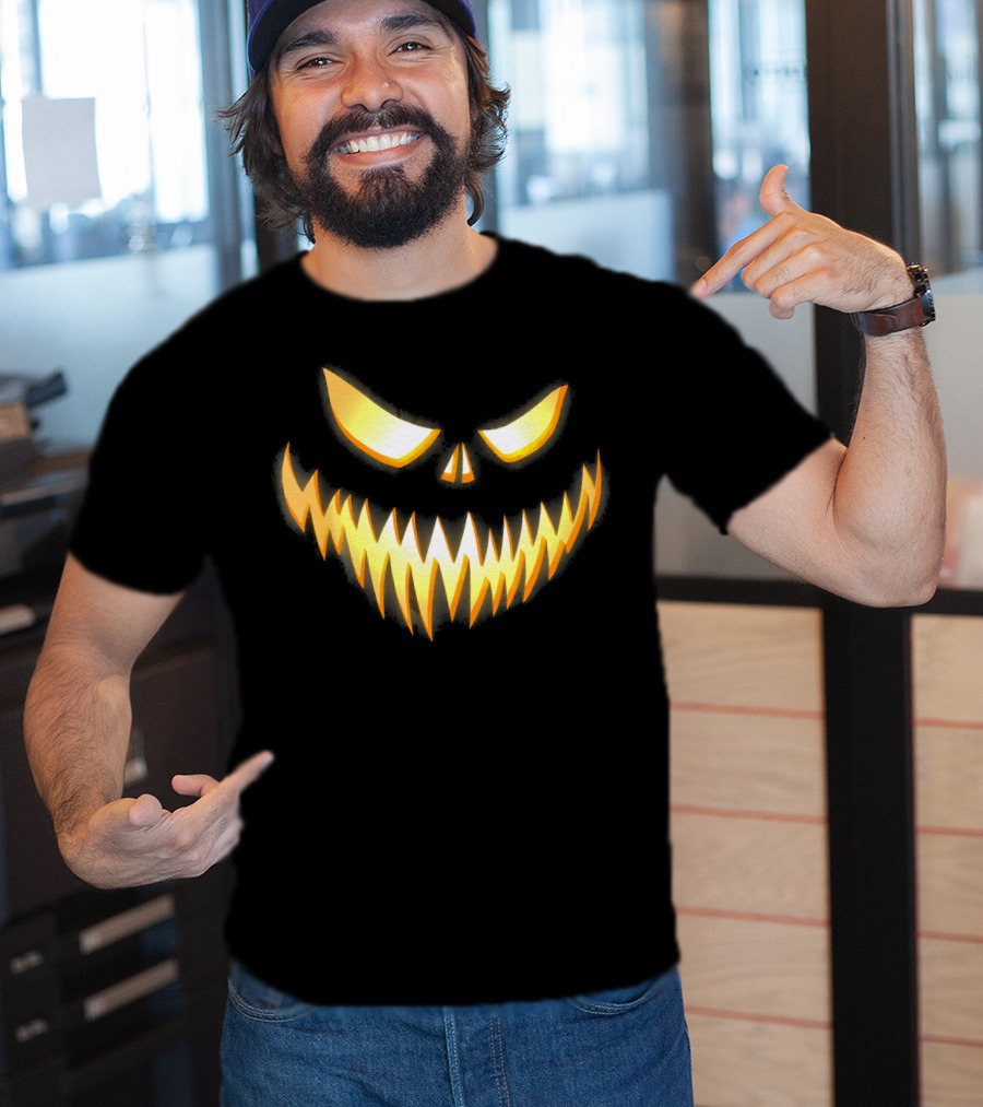 Scary Pumpkin Jack-O'-Lantern Face T-Shirt