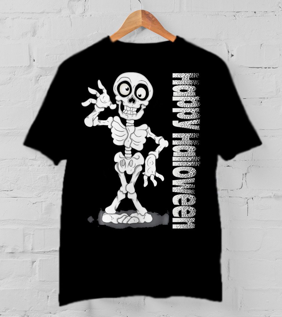 Happy Halloween Funny Scary Skeleton Cel T-Shirt