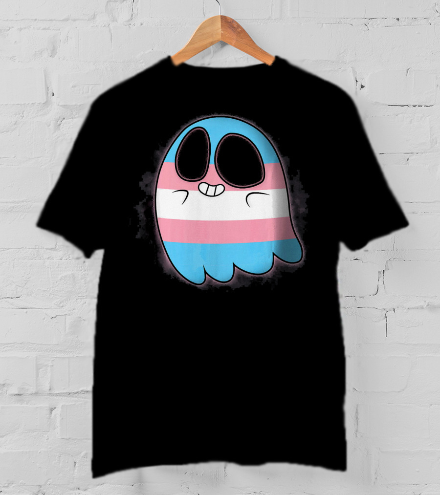Cute Smiling Rainbow Transgender Ghost Pac-Man T-Shirt