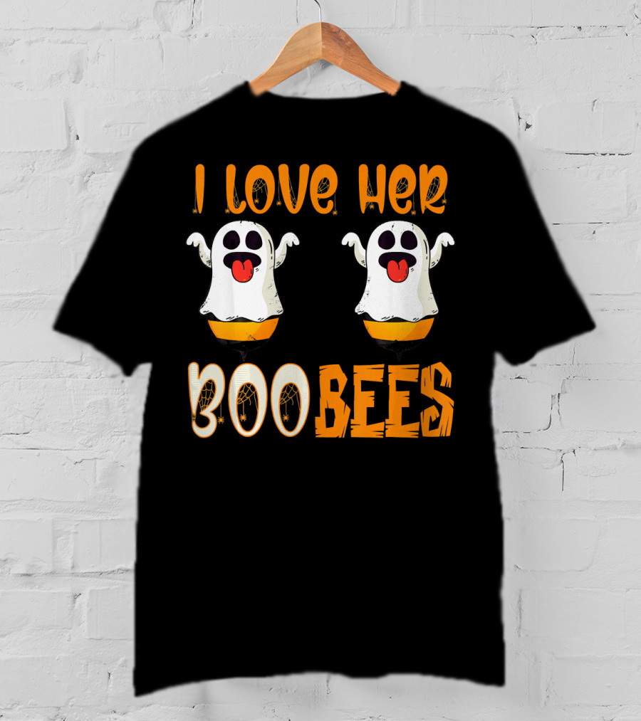 I Love Her Boo Bees Ghost Halloween Matching T-Shirt