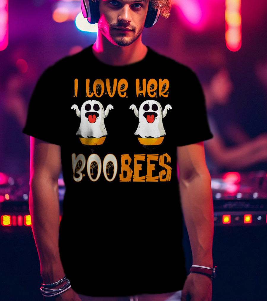 I Love Her Boo Bees Ghost Halloween Matching T-Shirt