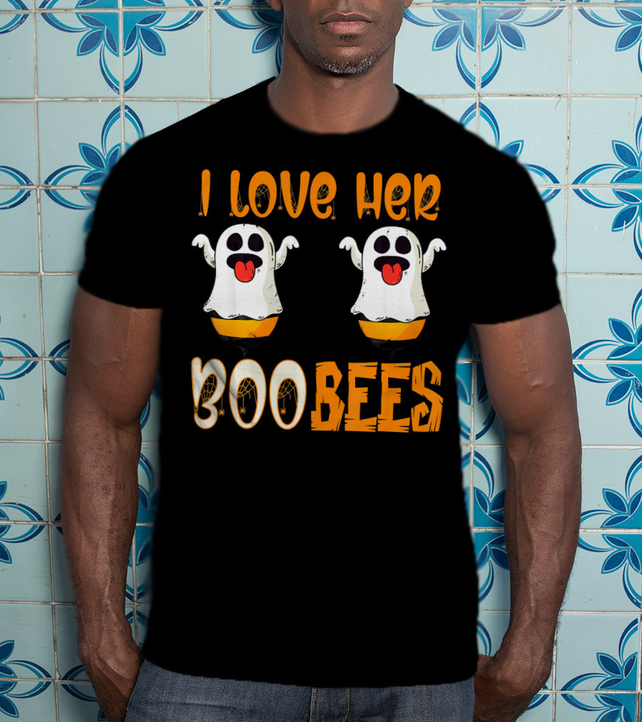 I Love Her Boo Bees Ghost Halloween Matching T-Shirt