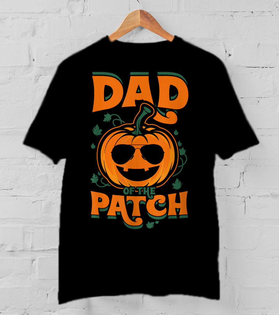 Dad Of The Patch Pumpkin Sunglasses Halloween Family Fun T-Shirt