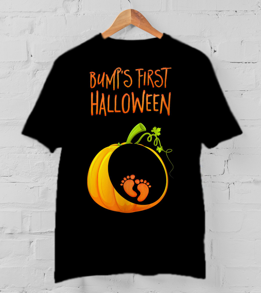 Bump's First Halloween Pumpkin Baby Feet T-Shirt