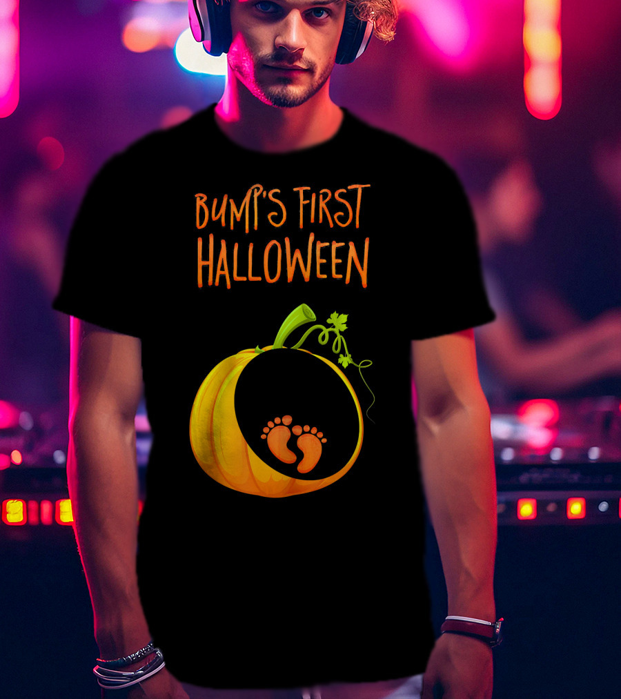 Bump's First Halloween Pumpkin Baby Feet T-Shirt