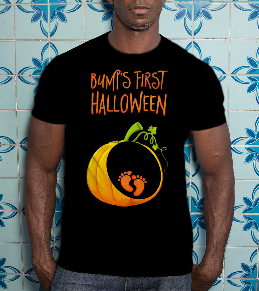 Bump's First Halloween Pumpkin Baby Feet T-Shirt