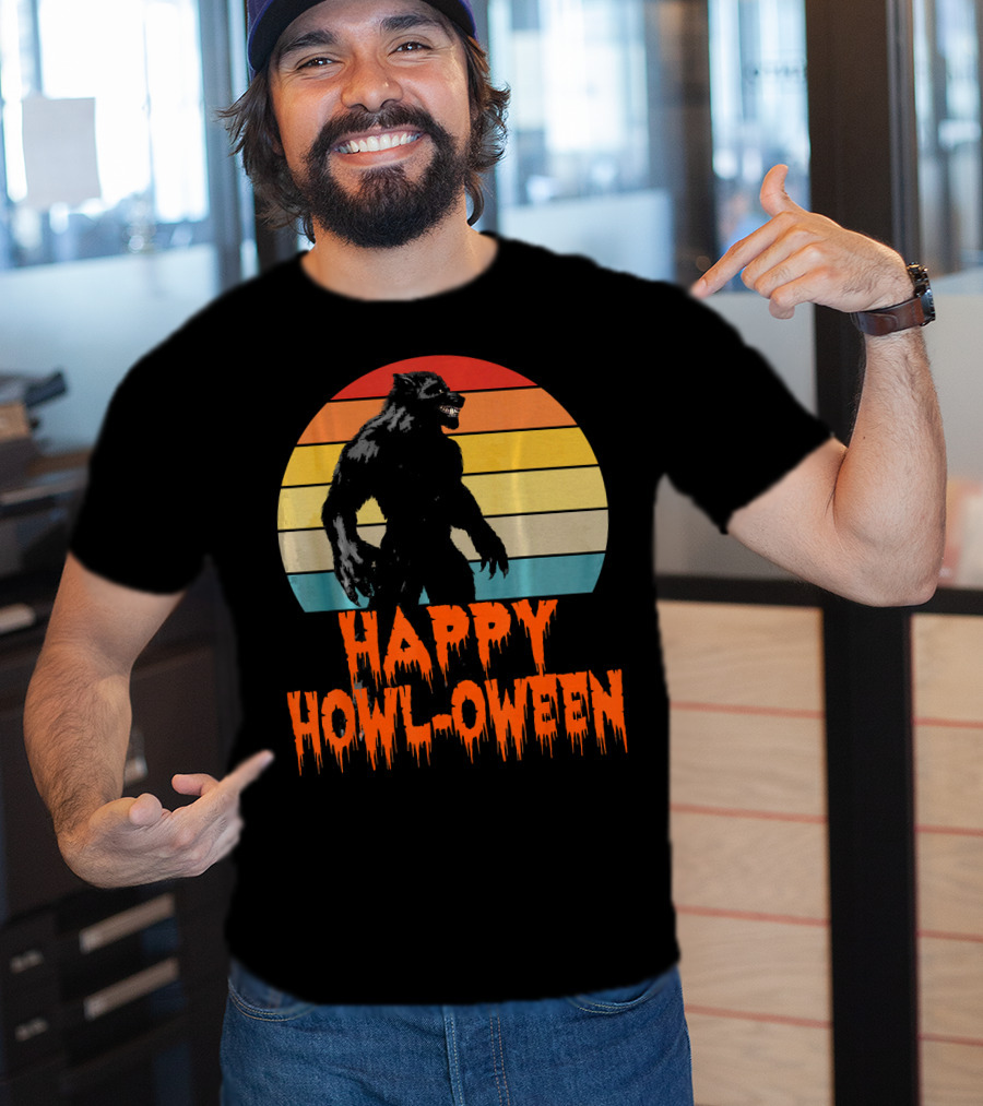 Happy Howl-Oween Werewolf Vintage Werewolves Halloween Co T-Shirt