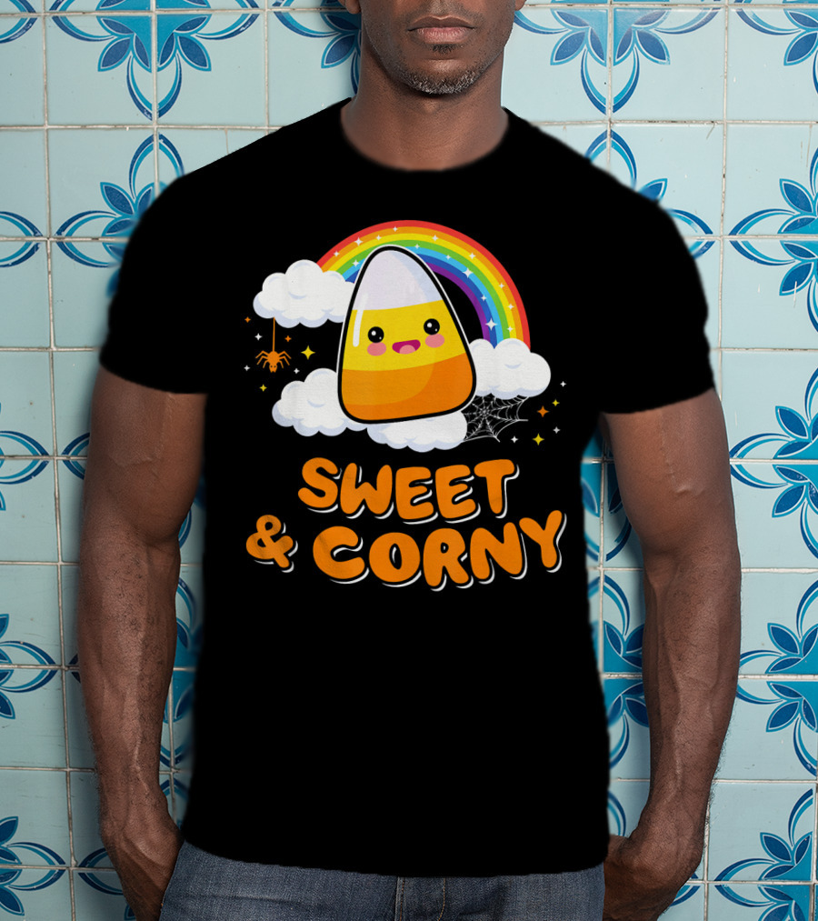Sweet And Corny Cute Candy Corn Kawaii Halloween T-Shirt