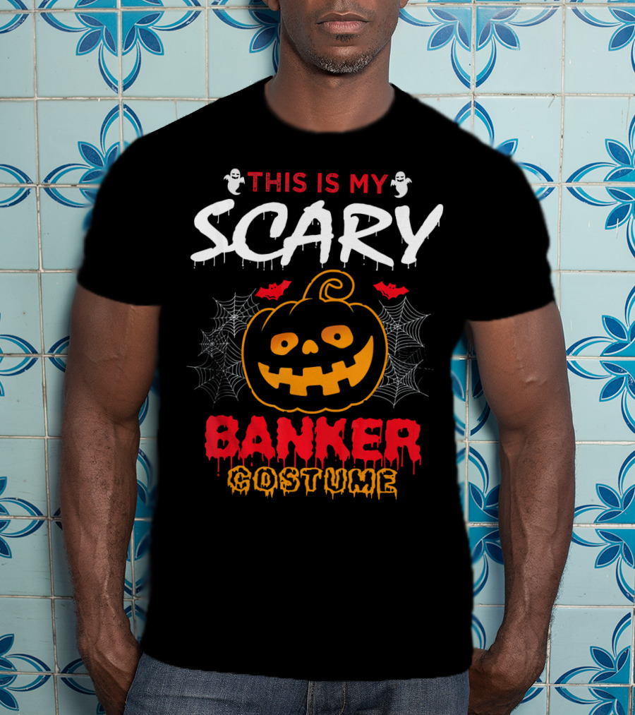 This Is My Scary Banker Costume Pumpkin Spider Web Ghosts T-Shirt