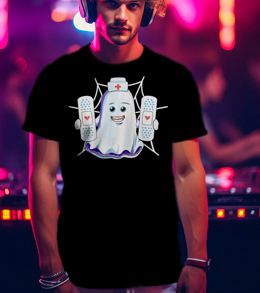 Ghost Nurse Holding Bandages With Hearts T-Shirt