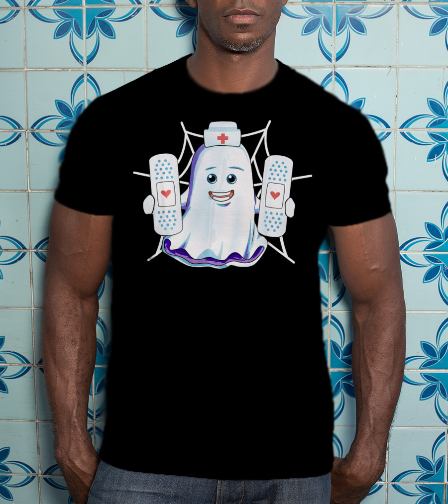 Ghost Nurse Holding Bandages With Hearts T-Shirt