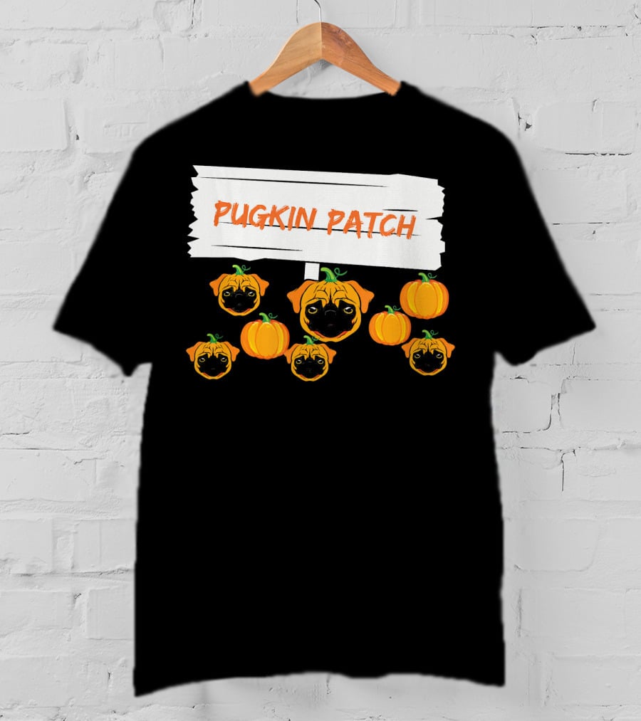 Pugkin Patch Halloween Pumpkin Pug Dog Lovers T-Shirt