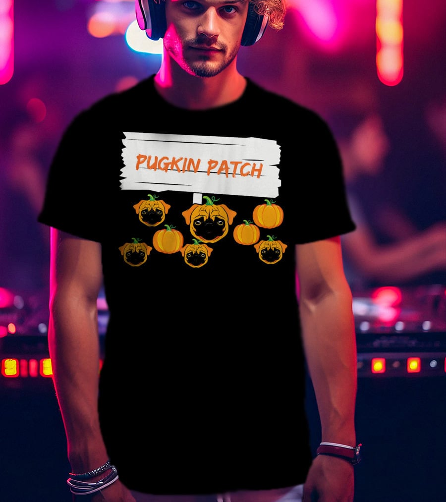 Pugkin Patch Halloween Pumpkin Pug Dog Lovers T-Shirt
