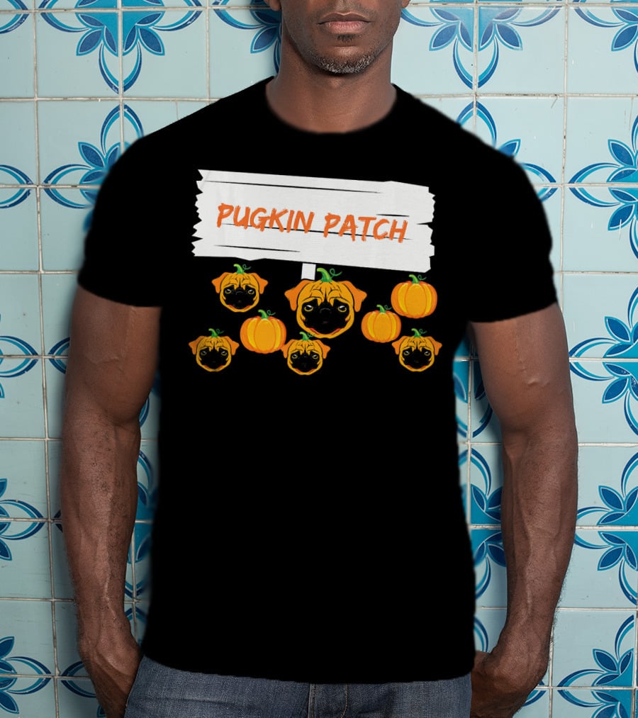 Pugkin Patch Halloween Pumpkin Pug Dog Lovers T-Shirt