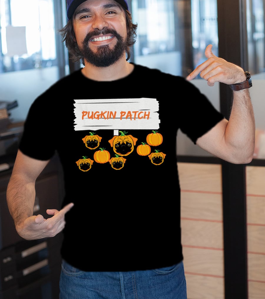 Pugkin Patch Halloween Pumpkin Pug Dog Lovers T-Shirt