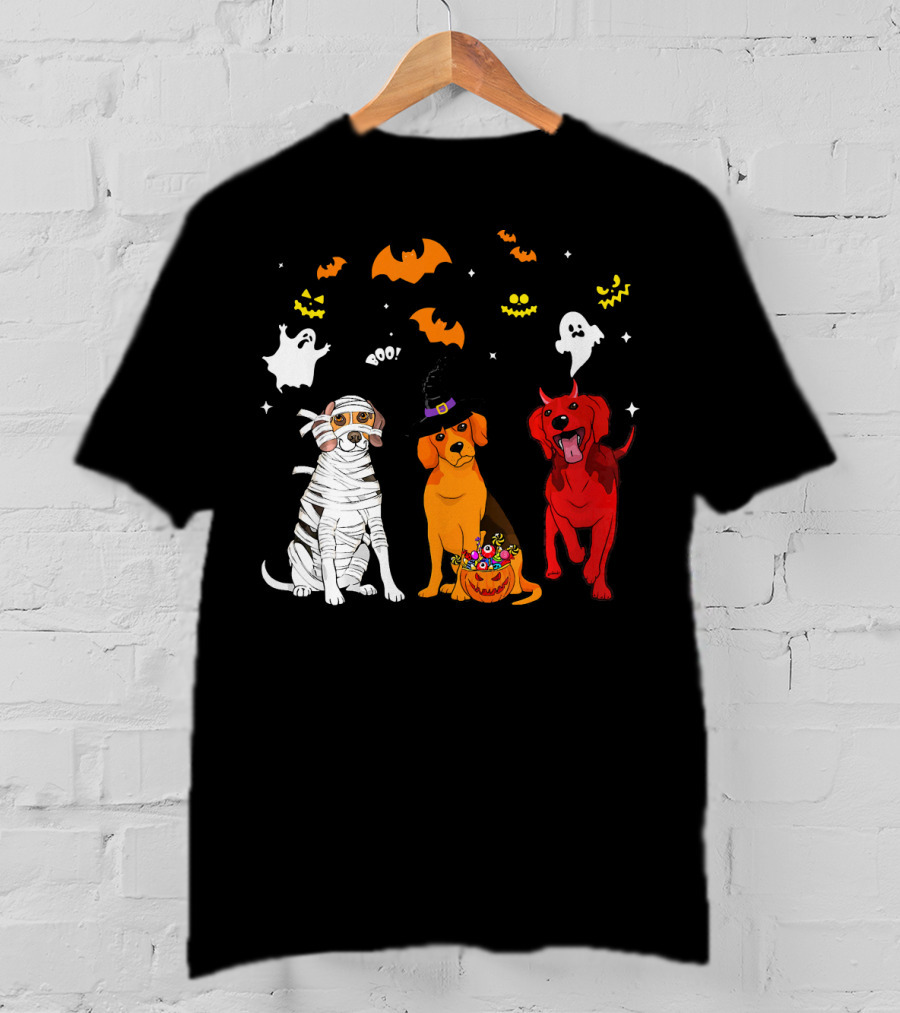 Halloween Beagle Dogs Mummy Witch Ghosts Bats T-Shirt