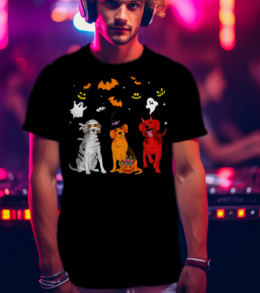 Halloween Beagle Dogs Mummy Witch Ghosts Bats T-Shirt