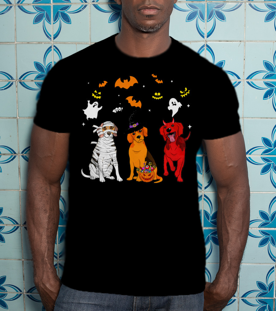 Halloween Beagle Dogs Mummy Witch Ghosts Bats T-Shirt