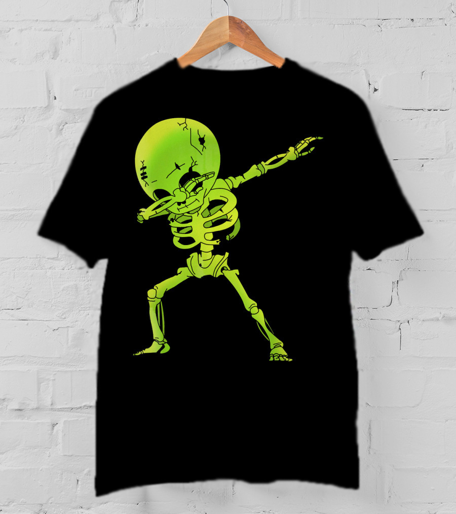 Skeleton Dabbing Zombie Halloween Moon T-Shirt