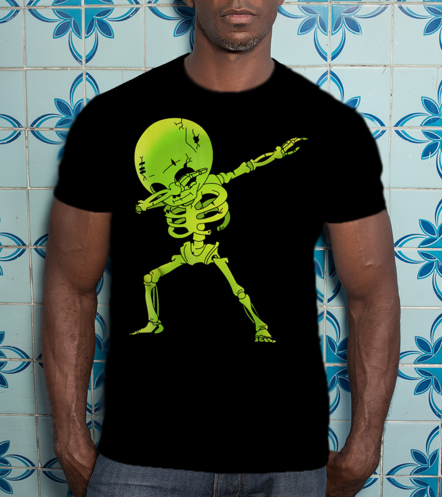 Skeleton Dabbing Zombie Halloween Moon T-Shirt