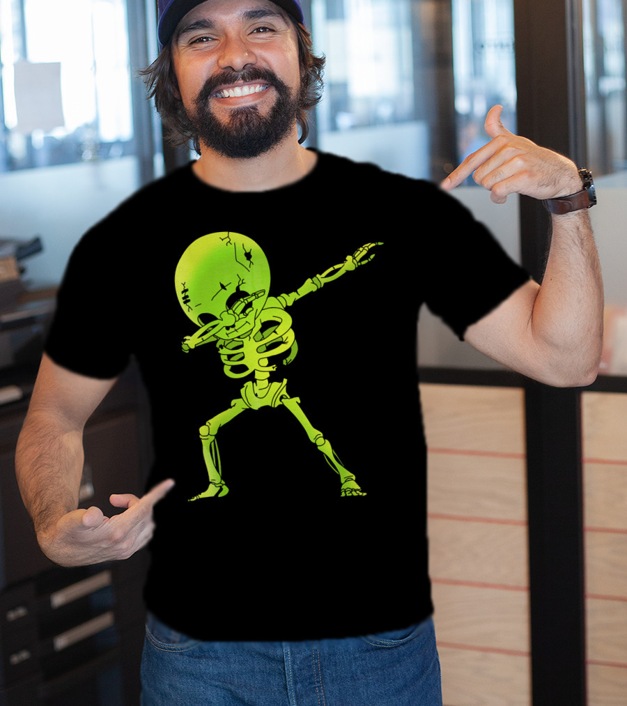 Skeleton Dabbing Zombie Halloween Moon T-Shirt