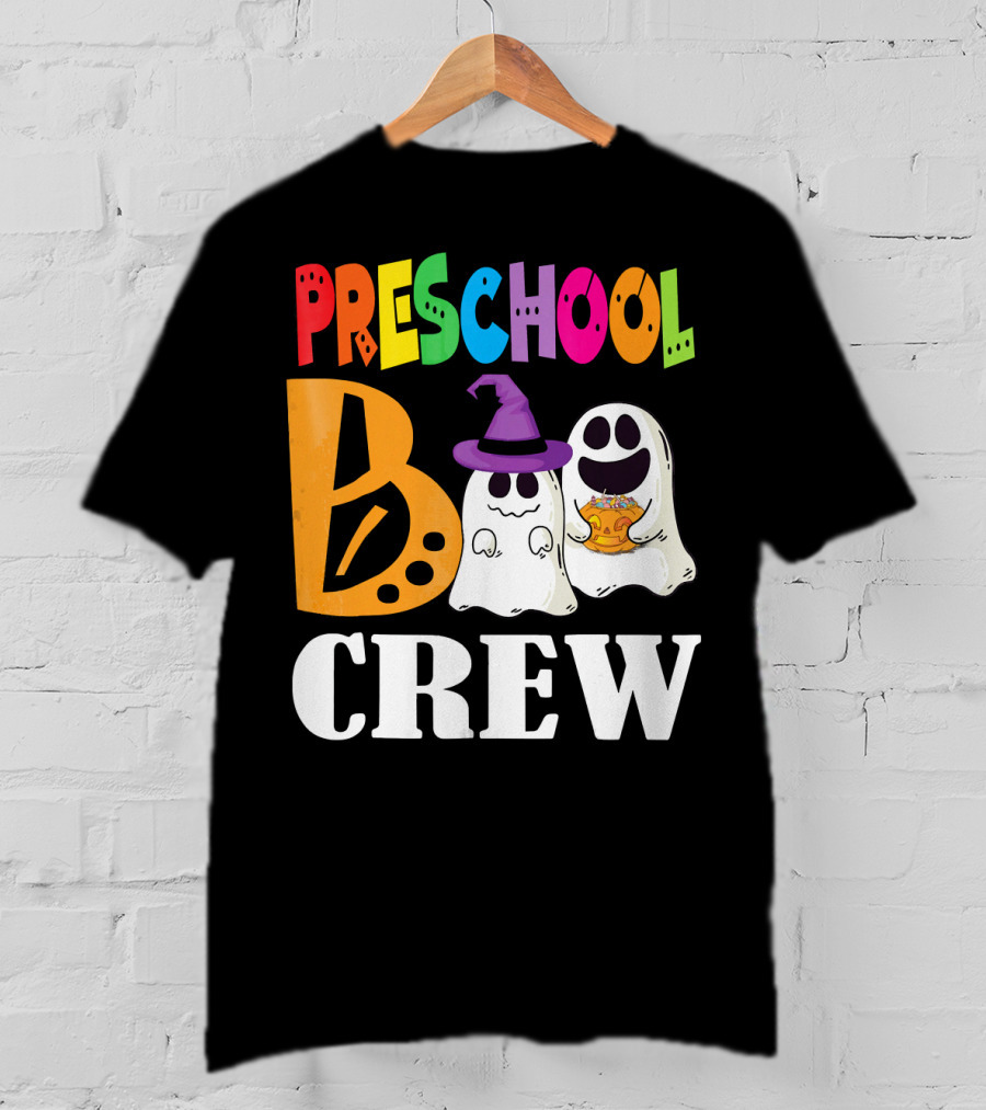 Preschool Boo Crew Smile Ghost Witch Pumpkin T-Shirt