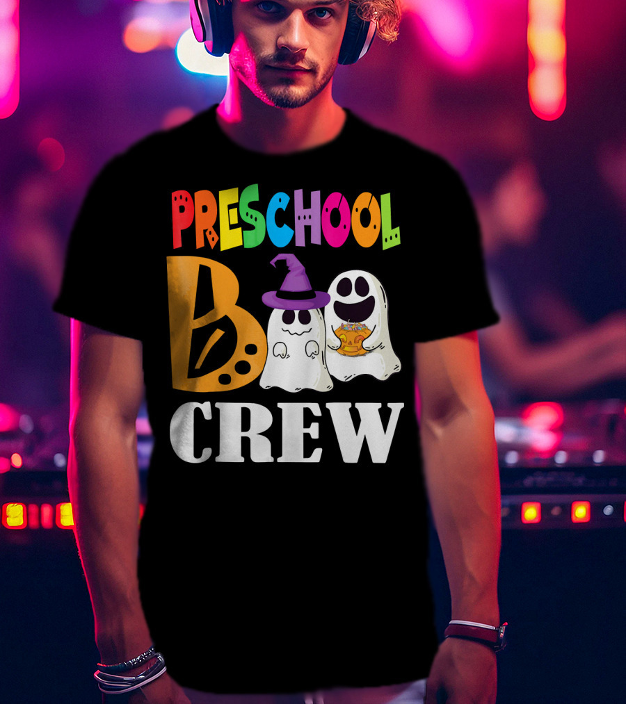 Preschool Boo Crew Smile Ghost Witch Pumpkin T-Shirt