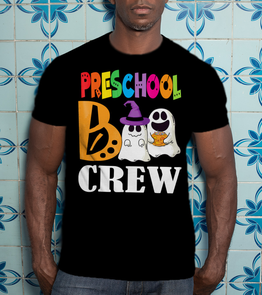 Preschool Boo Crew Smile Ghost Witch Pumpkin T-Shirt