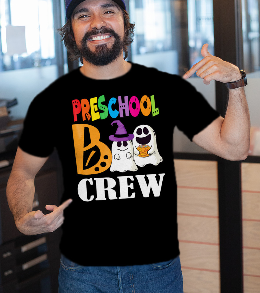 Preschool Boo Crew Smile Ghost Witch Pumpkin T-Shirt