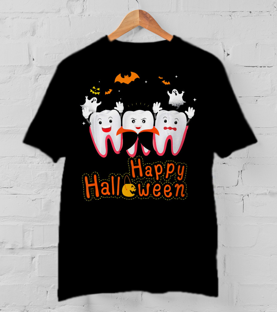 Happy Halloween Funny Ghosts And Teeth T-Shirt