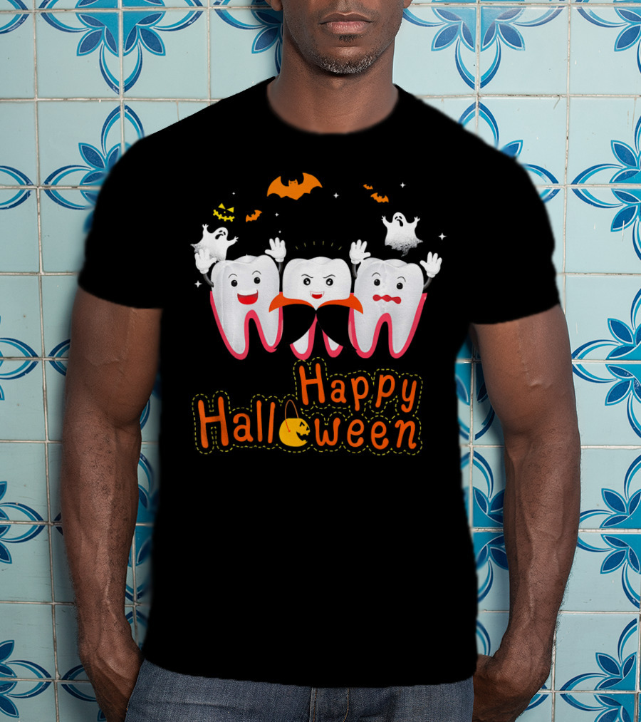 Happy Halloween Funny Ghosts And Teeth T-Shirt
