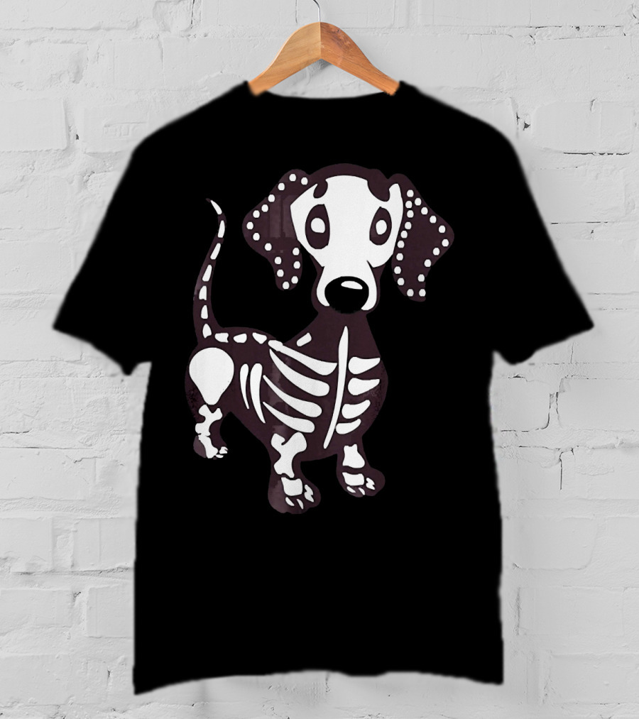 Dachshund Skeleton Skull Creepy Canine Bone T-Shirt
