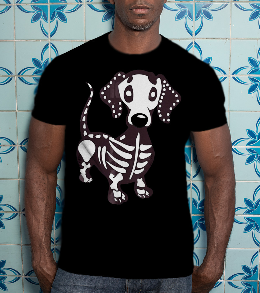 Dachshund Skeleton Skull Creepy Canine Bone T-Shirt
