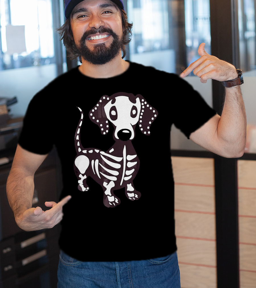 Dachshund Skeleton Skull Creepy Canine Bone T-Shirt