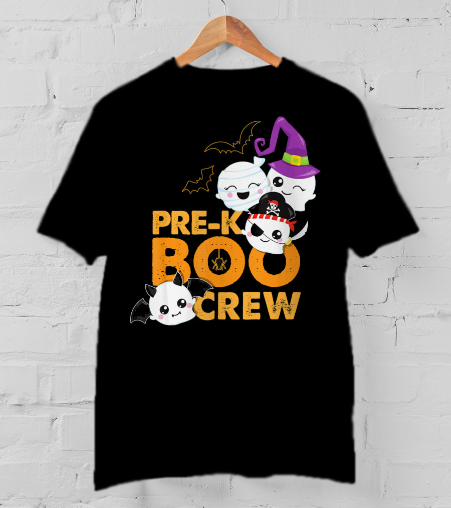Pre-K Boo Crew Fun Halloween Teach Ghosts And Bats T-Shirt