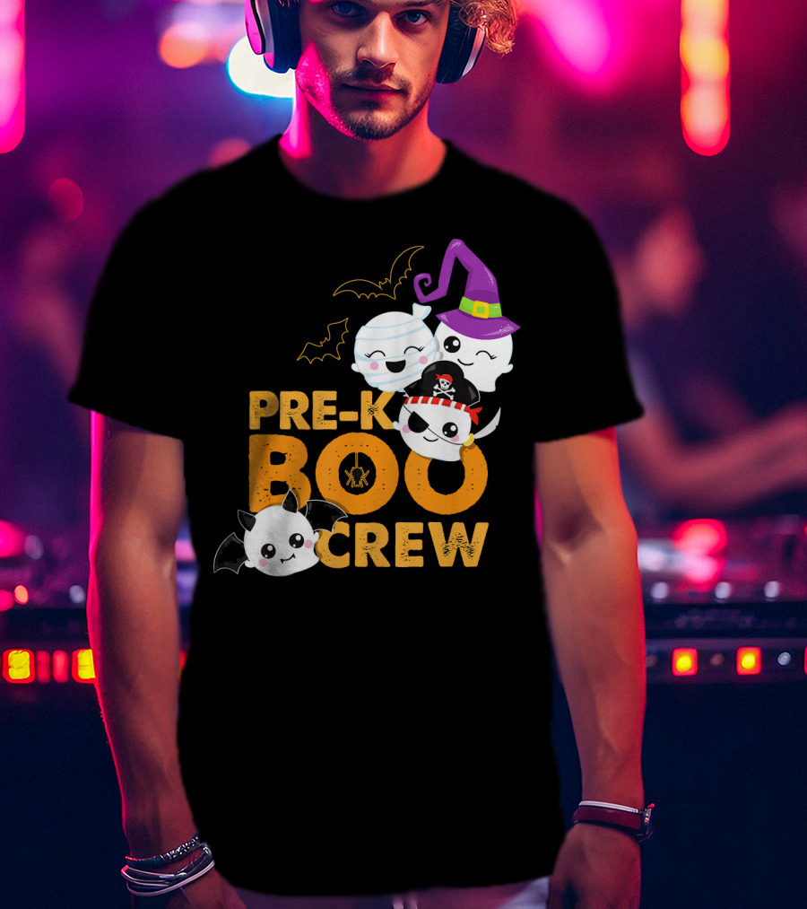 Pre-K Boo Crew Fun Halloween Teach Ghosts And Bats T-Shirt