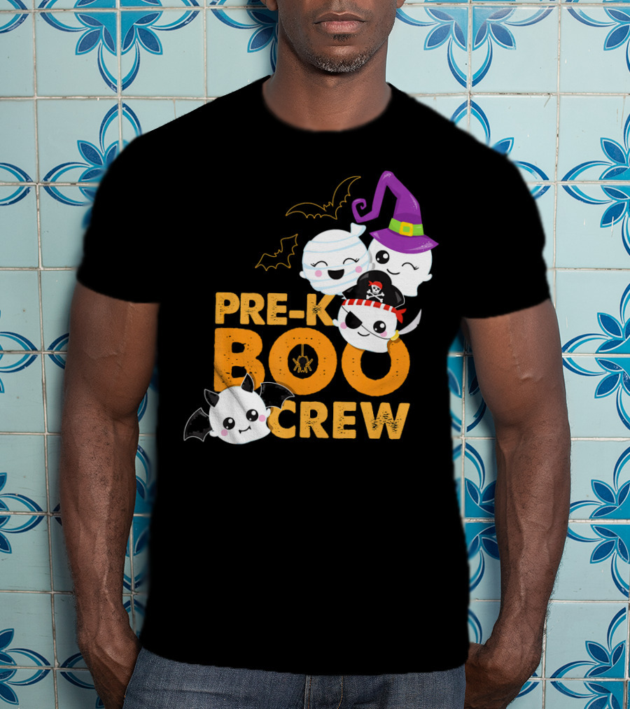 Pre-K Boo Crew Fun Halloween Teach Ghosts And Bats T-Shirt