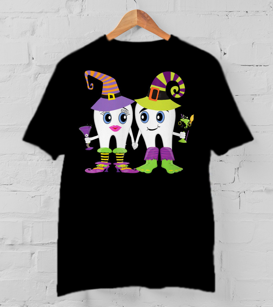 Witchy Tooth Couple Halloween Humor For Dentists T-Shirt