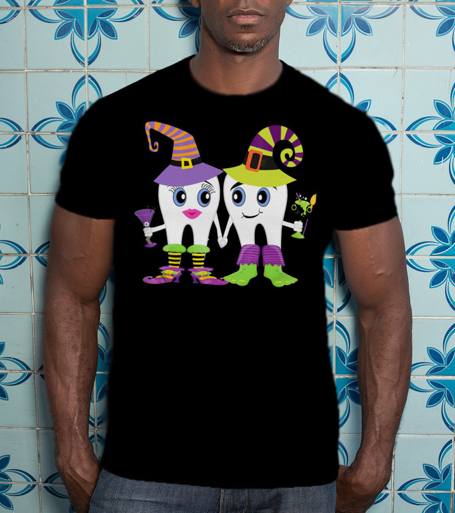Witchy Tooth Couple Halloween Humor For Dentists T-Shirt