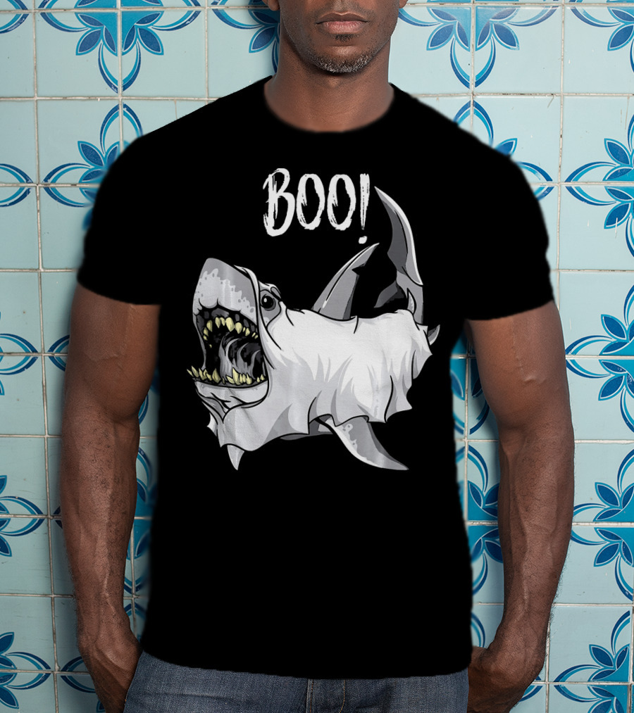 BOO Great White Shark Ghost T-Shirt