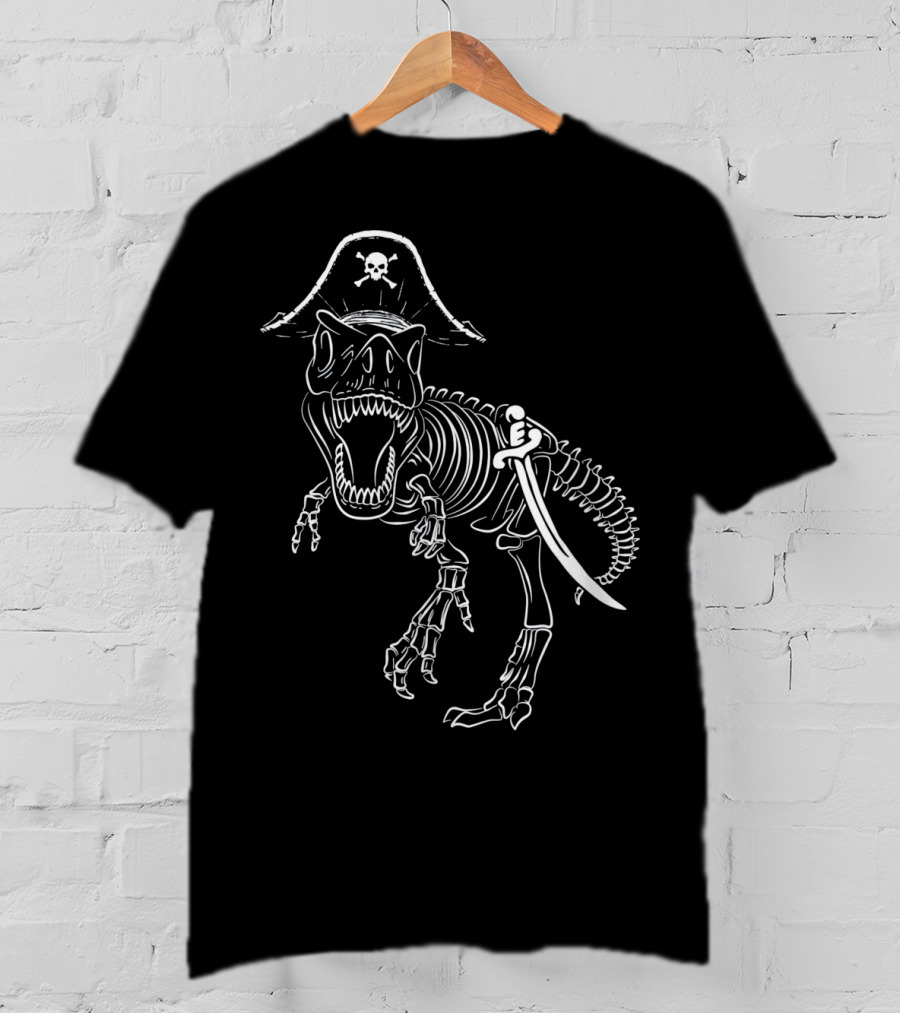 T-Rex Skeleton With Pirate Hat And Sword T-Shirt