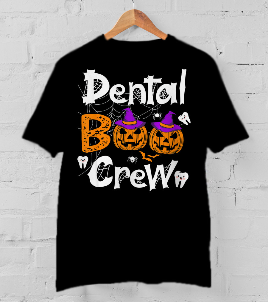 Dental Boo Crew Halloween Dental Humor Pumpkins Teeth Spiders T-Shirt