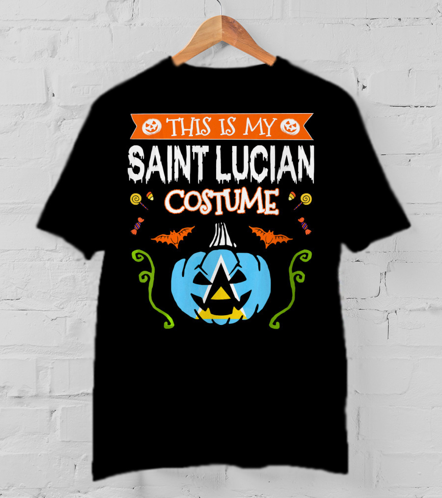 This Is My Saint Lucian Costume Halloween Pumpkin Bat T-Shirt