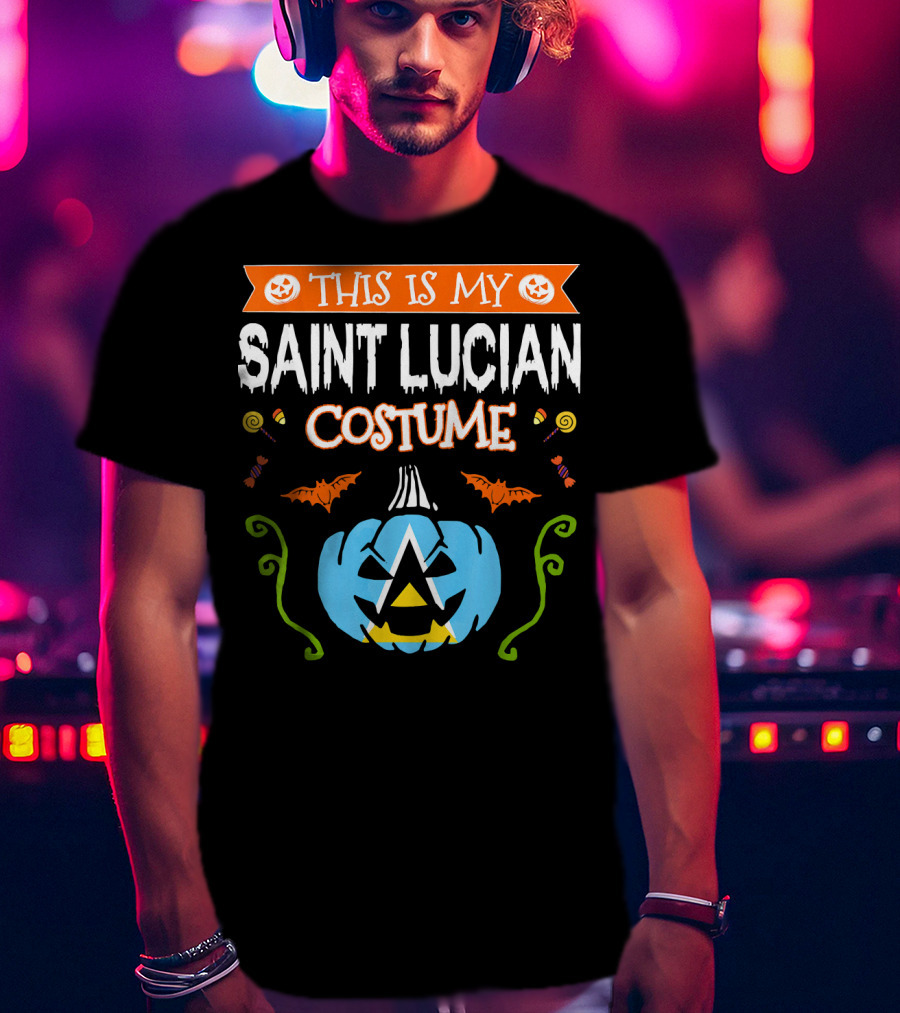 This Is My Saint Lucian Costume Halloween Pumpkin Bat T-Shirt