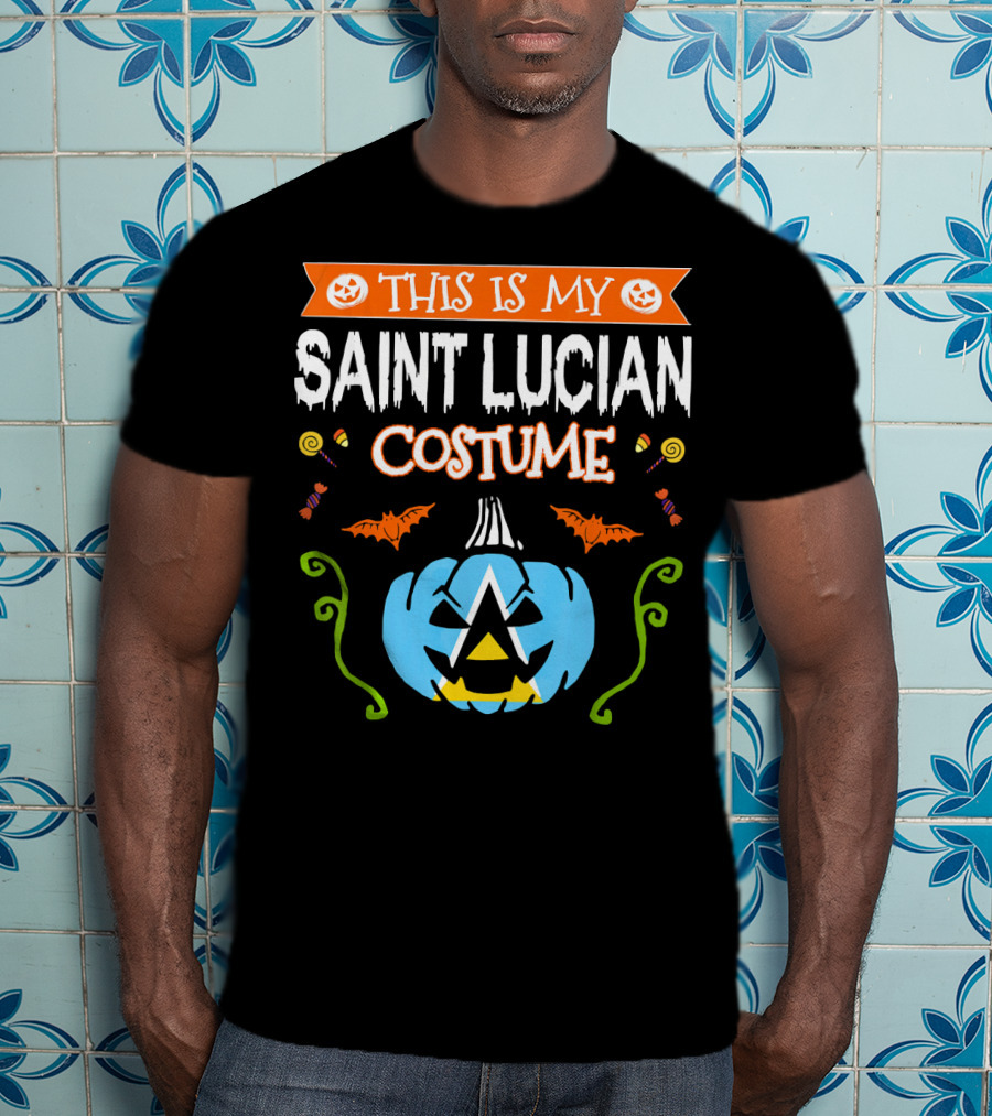 This Is My Saint Lucian Costume Halloween Pumpkin Bat T-Shirt