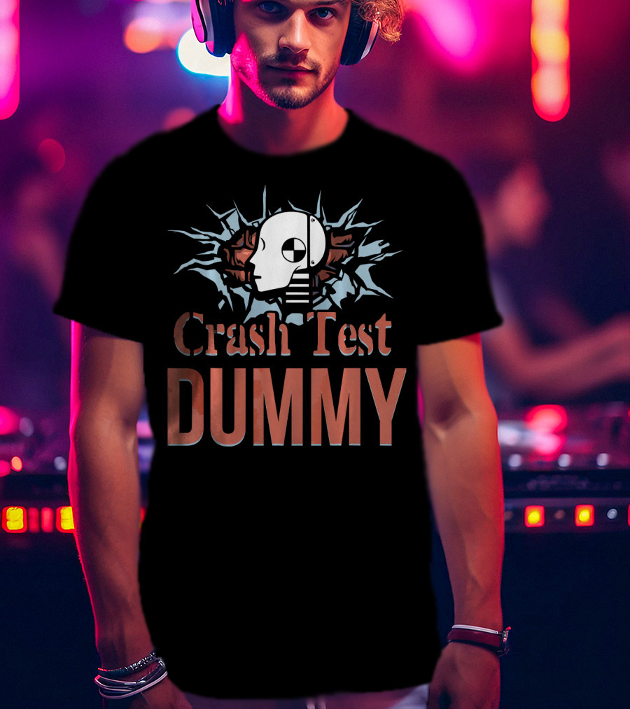 Crash Test Dummy Head Smashing Through Wall T-Shirt