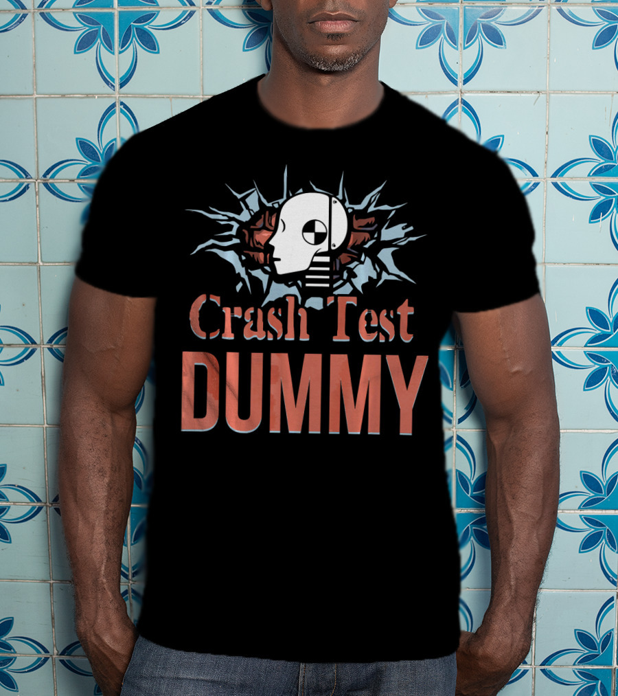 Crash Test Dummy Head Smashing Through Wall T-Shirt