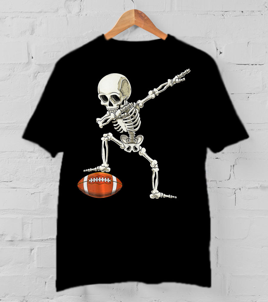 Dabbing Skeleton With Football Pose T-Shirt
